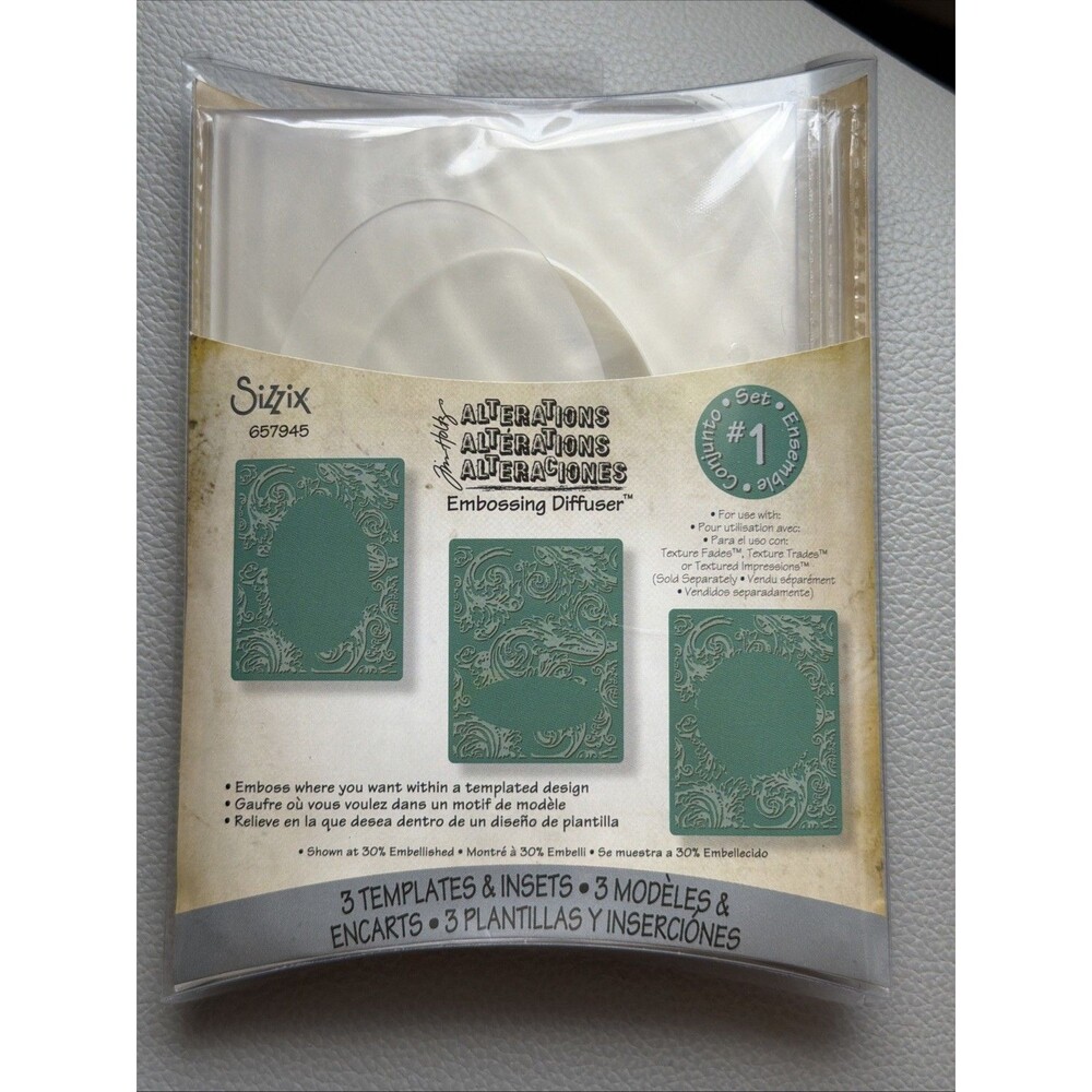 Sizzix Tim Holtz Embossing Diffuser 657945 Set #1 Templates & Inserts Oval Circl